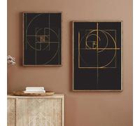 MAIMANG Poster con brevetto per la spirale di Fibonacci, dipinto artistico sulla sezione aurea, idea di progetto vintage, decorazione per studio scientifico, 60x80 cm, 2 cornici