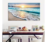 MAIMANG Poster e stampe d'arte da parete con tramonto sulla spiaggia, dipinto su tela con paesaggio, stampa nordica, quadro da parete per la decorazione della casa, cornice 50x100 cm