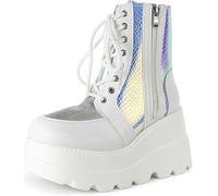 Maimeili Piattaforma gotica femminile combattere gli stivali con ali da pipistrello allacciate con cinghie della fibbia