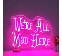 Maimeili Siamo tutti pazzi qui Segni al neon per la decorazione della parete Neon Wall Art Acrilico LED Luci con Catena Hanging Light Up Segni per la decorazione della camera da letto Uomo Cave