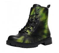 Maimeili Stivali corti stampati da donna Lace-up tacco grosso Combattere Stivali alla caviglia per ragazze Donne Autunno e inverno Scarpe Rose Skull Cartoon Pattern