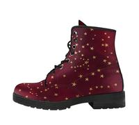 Maimeili Stivali corti stampati da donna Lace-up tacco grosso Combattere Stivali alla caviglia per ragazze Donne Autunno e inverno Scarpe Rose Skull Cartoon Pattern