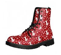 Maimeili Stivali corti stampati da donna Lace-up tacco grosso combattere stivali caviglia per ragazze donne autunno e inverno scarpe rosa cranio farfalla fiori disegno animato