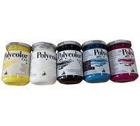 MAIMERI ACRILICO POLYCOLOR SET 5 COLORI PRIMARI IN VASETTI DA 140ml.: BIANCO, NERO, GIALLO, BLU CIANO, ROSSO PRIMARIO