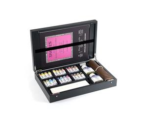Maimeri Cassetta in Massello di Frassino Con 24 Tubi Assortiti 12ml Acquerello Linea Blu con Accessori