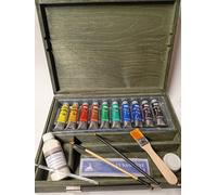 Maimeri Valigetta in Legno con 10 Colori Extra, Cassetta Completa di Accessori