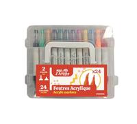 MAIN D'ARTISTE - 24 Marcatori Acrilici a Doppia Punta - Hobby Creativo - 030824 - Pennarelli - Multicolore - Attività Manuali - Arte - Legno - Tela - Vetro - Metallo - Tessuto - A partire dai 14 anni