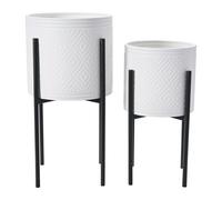 Main + Mesa Fioriera, Metallo, Bianco/Nero