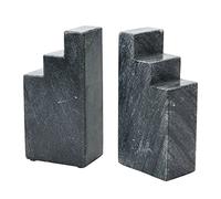 Main + Mesa Set di 2 fermalibri in marmo geometrico, colore: nero