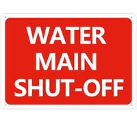 Main Water Shut Off 30,5 x 20,3 cm all'aperto, stampa UV in alluminio antiruggine 30,5 x 20,3 cm, cartello da cortile per casa, affari, vialetto di allarme