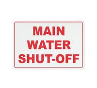 Main Water Shut Off Sign Warning Sticker-Security Sign Outdoor Sign 30,5 x 20,3 cm