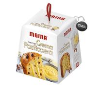 Maina Panettone Crema Pasticcera con Uva Sultanina e Ricco di Crema Pasticcera 750g con Portachiavi CAIYA®