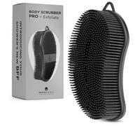 MainBasics Scrubber esfoliante per il corpo in silicone, professionale, 2 in 1, per la cura del corpo, luffa in silicone ed esfoliante per il corpo (nero, corpo + esfoliante)