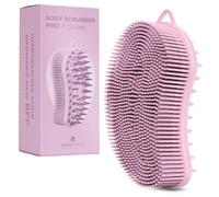 MainBasics Scrubber esfoliante per il corpo in silicone professionale 2 in 1 per la cura del corpo, luffa in silicone e massaggiatore del cuoio capelluto (rosa pallido, corpo + cuoio capelluto)