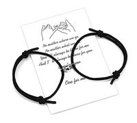 MAINBEAD - Coppia di braccialetti a distanza, intrecciati con corda di attrazione, 2 pezzi, con campanelli magnetici, gioielli, regalo perfetto per coppia, famiglia, sorelle, amici, One Size, metallo,