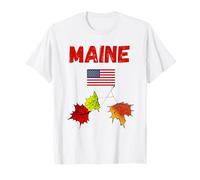 Maine Autunno Amante Souvenir Autunno Fogliame New England Viaggio Maglietta