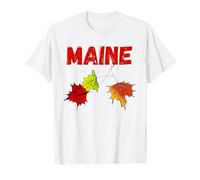 Maine Autunno Artistico Foglie Autunnali New England Souvenir Maglietta