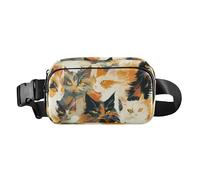 Maine Cats Famliy - Marsupio alla moda per donne e uomini, mini marsupio con cinghia regolabile, per viaggi, vacanze, corsa, Maine gatti famliy giallo nero, 1 size