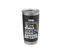 Maine Coon Cat The World Does Revolve Around My Cats Bicchiere termico in acciaio inox doppia parete