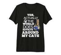 Maine Coon Cat The World Does Revolve Around My Cats Maglietta Premium