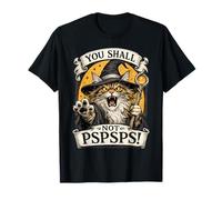 Maine Coon Cat Wizard You Shall Not PSPS Fantasy Magic Maglietta