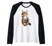 Maine Coon Maine Coon Ritratto ad Acquerello Maglia con Maniche Raglan