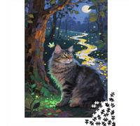 Maine Coon Puzzle Impossible 1000Pcs Foresta illuminata dalla luna Decorazione Per La Casa. Giochi Rilassamento E Intelligence Per Adulti E Ragazzi Da 14 Anni 1000pcs (75x50cm)