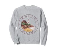 Maine Retro State 1820 Lighthouse Pine Coast Felpa