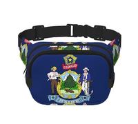Maine State Flag Print Square Double Layer bag Waist Bag Trendy Pack Travel Bag con Bel Regolabile, nero, Taglia unica