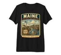 Maine State Vintage New England Maine Vacanza Maglietta Premium