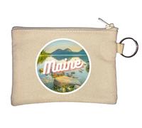 Maine Stati Uniti d'America Mountain River Photo Key Chain Coin Purse Beige