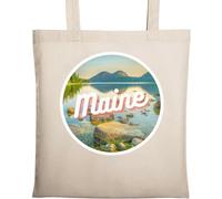 Maine Stati Uniti d'America Mountain River Photo Naturale Ecologico Cotone Tote Bag Beige