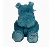Mainely Ippopotamo personalizzabile L blu - morbido e lavabile - per neonati e bambini - personalizzato con nome - etichetta etichetta