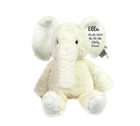 Mainely Peluche elefante personalizzabile L Avorio - morbido e delicato sulla pelle - per neonati e bambini - personalizzato con il nome e i dati di nascita - Label Label