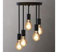 Mainen Plafoniera Retrò,5 Testa Lampada da soffitto dal design industrial,Retro Vintage Lampada da Soffitto Industriale lampadario in metallo nero gabbia ferro