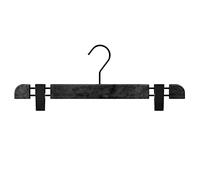 Mainetti Appendini per Gonne, Pantaloni Uomo Donna, Grucce in Plastica Salvaspazio, con Clip Antiscivolo in Metallo, Effetto Venature Legno, Made in Italy, Set 10 Pezzi (Nero con gancio nero, 38 cm)