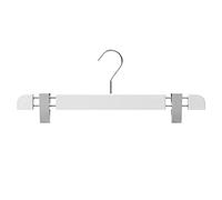 Mainetti Appendini per Gonne, Pantaloni Uomo Donna, Grucce in Plastica Salvaspazio, con Clip Antiscivolo in Metallo, Effetto Venature Legno, Made in Italy, Set 10 Pezzi, Bianco, Gancio Zincato, 38cm