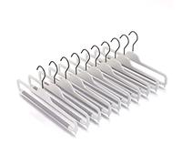 Mainetti Appendini per Pantaloni, Jeans, Uomo Donna, Grucce in Plastica, Sottili, Salvaspazio, con Barra Porta Pantaloni in Spugna Antiscivolo, Set di 10 pezzi, Bianco Lucido con Gancio Nero, 38cm