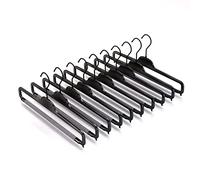 Mainetti Appendini per Pantaloni, Jeans, Uomo Donna, Grucce in Plastica, Sottili, Salvaspazio, con Barra Porta Pantaloni in Spugna Antiscivolo, Set di 10 pezzi, Nero Lucido con Gancio Nero, 38cm
