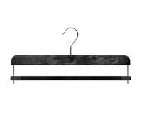 Mainetti Appendini per Pantaloni Uomo Donna, Grucce in Plastica, Salvaspazio, con Barra in Velluto Antiscivolo, Effetto Venature Legno, Made in Italy, Set di 10 Pezzi (Nero con gancio zincato, 38 cm)