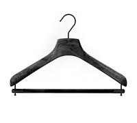 Mainetti Grucce Appendini per Cappotti, Abiti, Giacche NSAR linea Sartoriale, con Stecca, 10 pezzi (Nero con gancio nero, 43 cm)