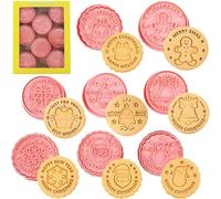Mainiusi - Set di 8 formine per biscotti natalizi, formine 3D per biscotti natalizi, stampini per biscotti rotondi, stampini per biscotti natalizi, accessori per la cottura di biscotti, cioccolato e