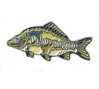 Mainly Metal Spilla in argento smaltato - Pesce pescatore specchio carpa (25 mm)