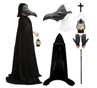 MAINOSHY Costume da dottore della peste, maschera da dottore della peste Costume di Halloween gotico retrò Puntelli Maschera Steampunk da uccello dal naso lungo per cosplay di feste di Halloween