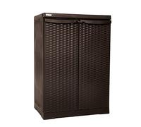 Trioplast - Mobile Armadio Basso Box In Resina Rattan Wenge' Per Terrazzo L. 65 P. 45 H. 93 Cm