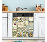 Maiolica Italiana Piastrelle Ornamento Floreale Lavastoviglie Magnete Copertura Frigorifero Pannello Decco per Armadietto Cucina Lavanderia Regalo 50 x 60 cm