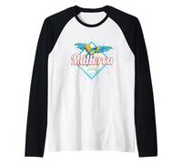 Maiorca Isole Baleari Pappagallo retrò Souvenir Vintage Maglia con Maniche Raglan