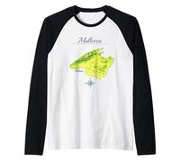 Maiorca Mappa - Palma Isola Baleari Maglia con Maniche Raglan