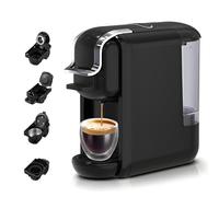 MAIPSIG Macchina da caffè 4 in 1 a cialde da 19 bar, design compatto, per caffè espresso caldo/freddo per capsule K Cup, capsule Nes Original/DG e caffè macinato a casa o in ufficio (nero)