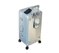 MaiRui Valigie con Struttura in Alluminio, rigide, Senza Cerniera, da Cabina, Grandi valigie con Ruote,Argento,34in